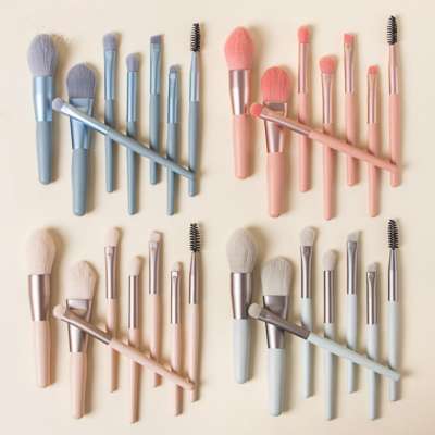 Good Quality Makeup Brushes Set Wooden Handle 8 pcs Set Cosmetics Tools